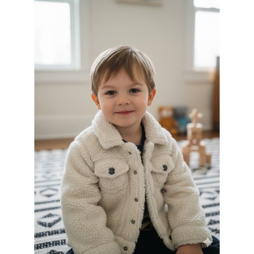 Carter's Fleece Jacket Button Up White Size 9 Months